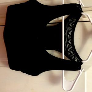 Zyia Active Neon Black Crochet Racerback Bomber Sports Bra—gently used condition